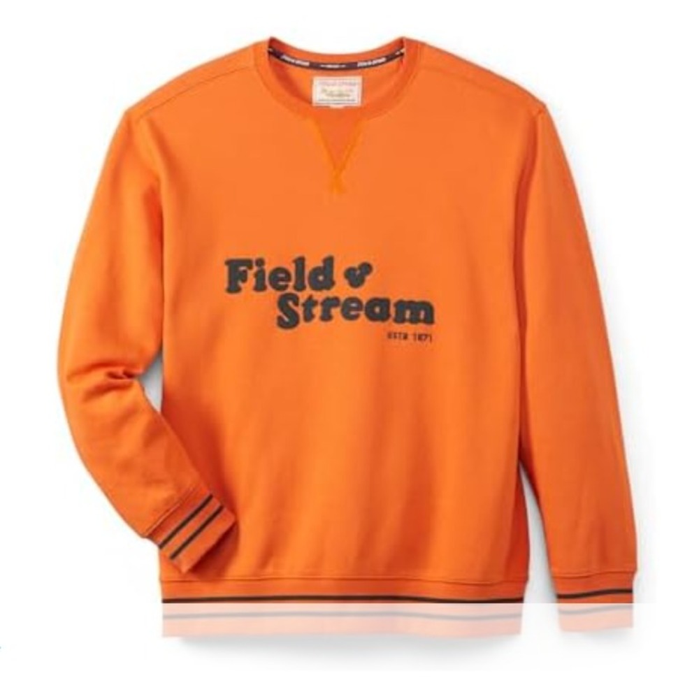Field & Stream Sweatshirt Mens Large Tackle Twill Crew Orange 2035-3006 NEW